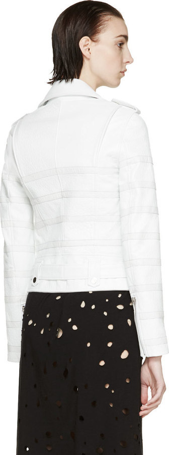 EACH X OTHER White Striped Biker Jacket, $2,135 | SSENSE | Lookastic