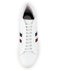 Moncler Monte Carlo Striped Leather High Top Sneaker White