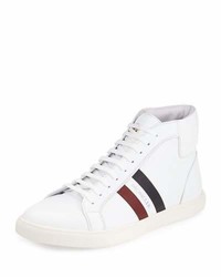Moncler Monte Carlo Striped Leather High Top Sneaker White