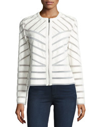 Bagatelle Faux Leather Striped Jacket White