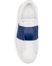 Valentino Laceless Striped Leather Sneakers