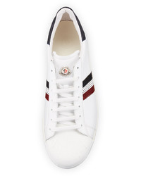 Moncler Perforated Tricolor Stripe Low Top Sneaker White