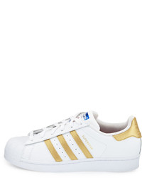 adidas superstar original fashion sneaker white gold