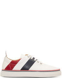 Thom Browne White Diagonal Stripe Sneakers