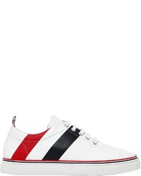 Thom Browne 20mm Striped Pebble Leather Sneakers
