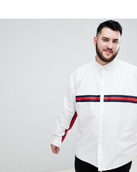 ASOS DESIGN Plus Oversized Oxford Shirt With Black Tape Detail In White