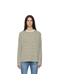 Frame Off White And Khaki Stripe Classic Long Sleeve T Shirt