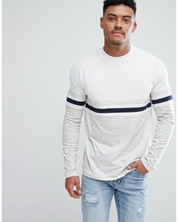 ASOS DESIGN Relaxed Long Sleeve Raglan T Shirt With Colour Block In Interest Nepp Fabric