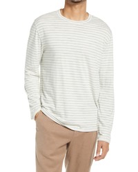 Vince Stripe Space Dye Long Sleeve Cotton Modal T Shirt