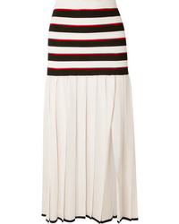 White Horizontal Striped Maxi Skirt