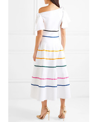 Carolina Herrera Cold Shoulder Striped Stretch Knit Dress