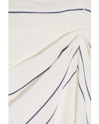 Proenza Schouler Tie Back Cutout Striped Crepe Midi Dress Ivory