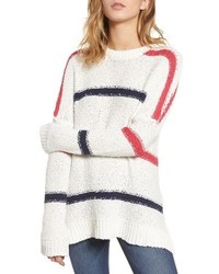 White Horizontal Striped Oversized Sweater