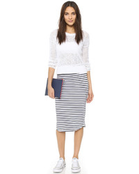 Monrow Stripe Pencil Skirt