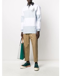 JW Anderson Embroidered Logo Striped Polo Shirt