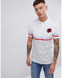ASOS DESIGN Stripe Polo With Highlight Stripe And Rose Embroidery