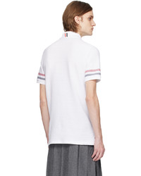 Thom Browne White Rwb Stripe Polo