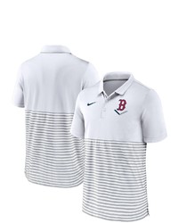 Nike Whitegray Boston Red Sox Home Plate Striped Polo