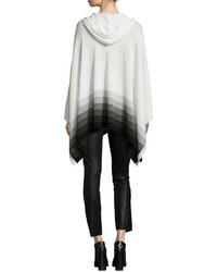 Three Dots Hooded Ombre Striped Cashmere Poncho