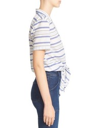 Equipment Keira Tie Front Stripe Cotton Shirt