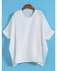 Round Neck Striped Loose Blouse