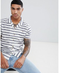 Soul Star Short Sleeve Striped Shirt With Revere Collar
