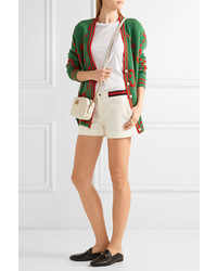 Gucci Ribbed Knit Trimmed Twill Shorts Ivory