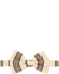Dries Van Noten Beige Brown Striped Bow Tie