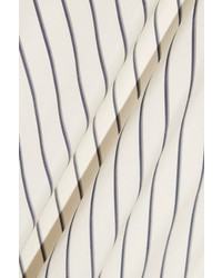 The Row Streb Striped Silk Crepe De Chine Maxi Dress Ivory