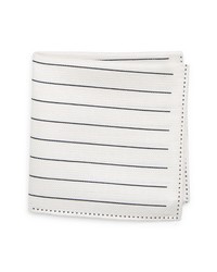 White Horizontal Striped Silk Pocket Square