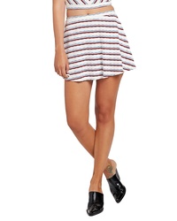 White Horizontal Striped Skater Skirt