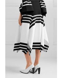 Rosetta Getty Asymmetric Striped Stretch Jersey Midi Skirt White