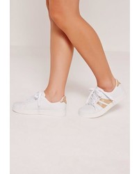 Missguided Gold Striped Sneakers