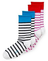 White Horizontal Striped Socks