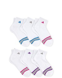adidas 6 Pk Striped Quarter Length Socks