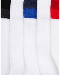 Asos Brand Ankle Length Sports Socks With Tonal Stripes 5 Pack