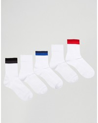 Asos Brand Ankle Length Sports Socks With Tonal Stripes 5 Pack