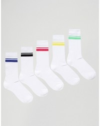 Asos Brand Tube Style Socks With Stripes 5 Pack
