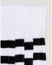 Asos Branded Tube Style Socks In Monochrome With Stripes 5 Pack