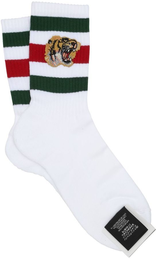 Litteratur Surrey Ambassade Gucci Tiger Patch Cotton Socks, $95 | LUISAVIAROMA | Lookastic