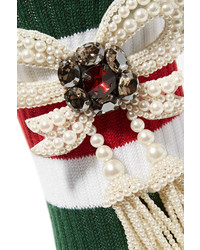 Gucci Little William Embellished Ribbed Cotton Blend Socks White