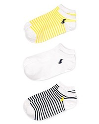Ralph Lauren Blue Label Striped Mesh Ped Ankle Socks 3 Pack