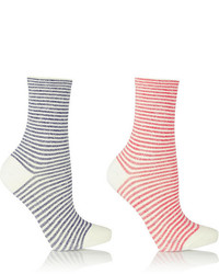 Falke Set Of Two Striped Cotton Blend Socks