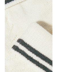 Miu Miu Striped Stretch Wool Socks Ivory