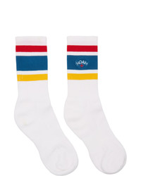 Noah NYC White 3 Stripe Socks