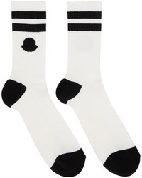 Moncler White Black Striped Socks