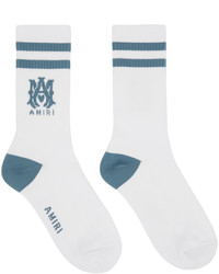 Amiri White Blue Ribbed Ma Socks