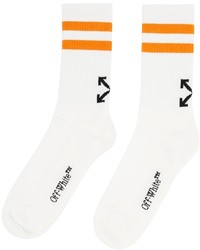 Off-White White Orange Striped Socks