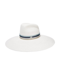 White Horizontal Striped Straw Hat