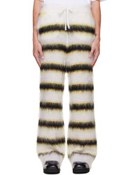 White Horizontal Striped Sweatpants